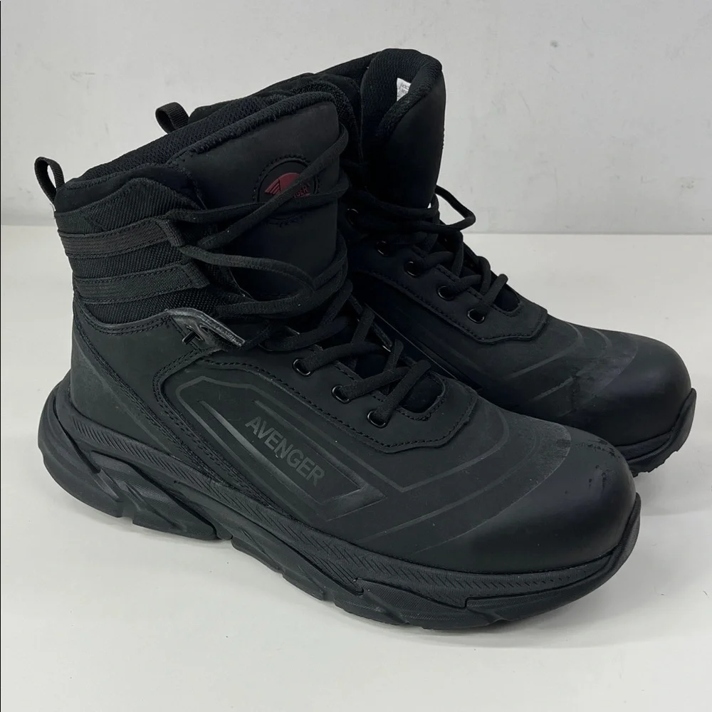 Avenger Men's Safety Toe Slip Resistant Work Boots in Black Size 9.5 Wide